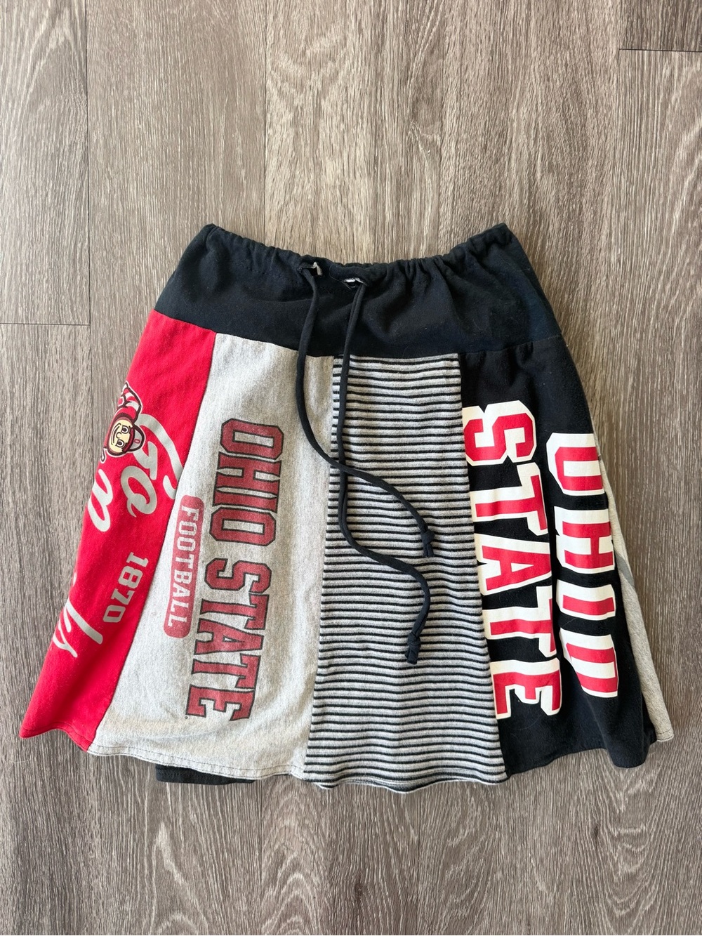 Ohio State Upcycled Skirt | Patchwork T-Shirt Drawstring